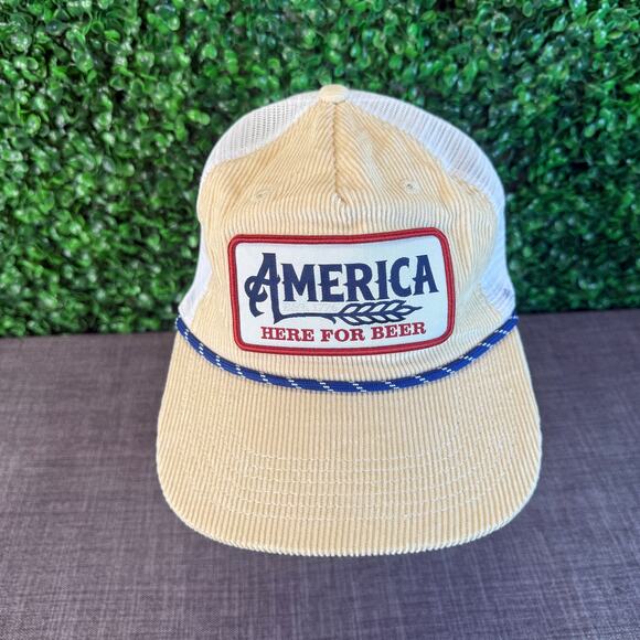 Simply Southern Adult America Here For The Beer Snapback Hat Rope Cap Corduroy - Picture 4 of 10